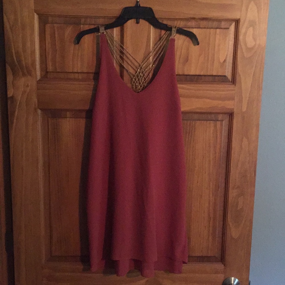 Maroon dress with pretty back detail